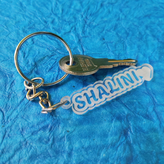 ACRYLIC SINGLE NAME WITH HEART KEYCHAIN