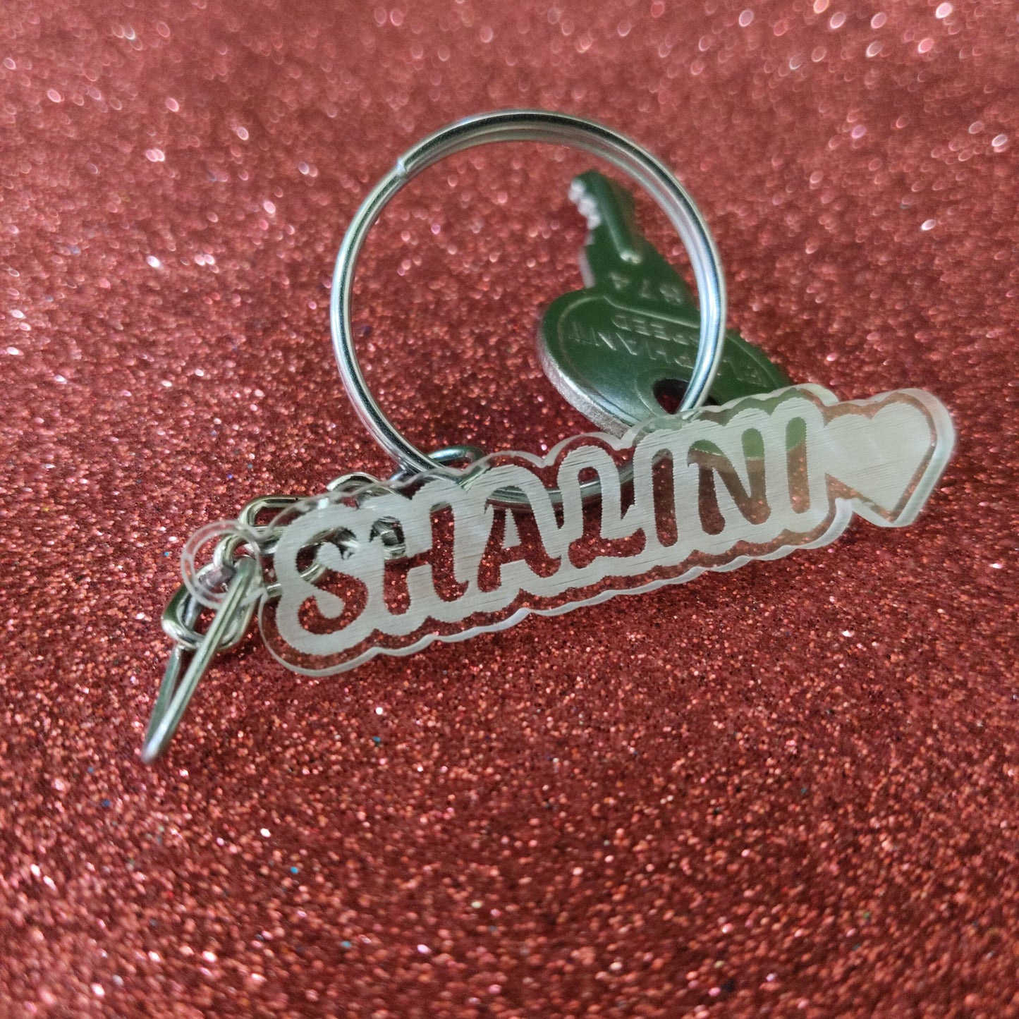 ACRYLIC SINGLE NAME WITH HEART KEYCHAIN