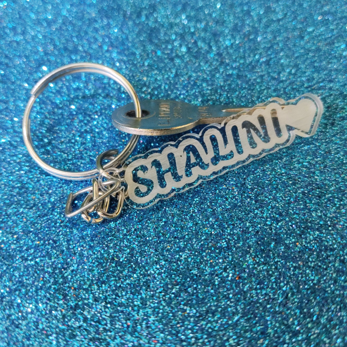 ACRYLIC SINGLE NAME WITH HEART KEYCHAIN