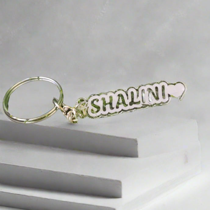 ACRYLIC SINGLE NAME WITH HEART KEYCHAIN
