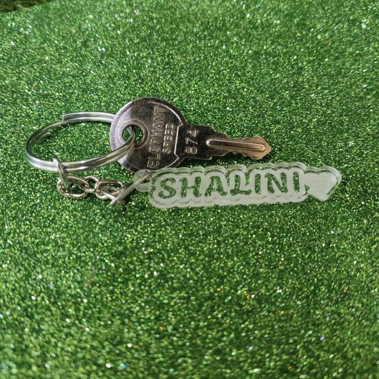 ACRYLIC SINGLE NAME WITH HEART KEYCHAIN