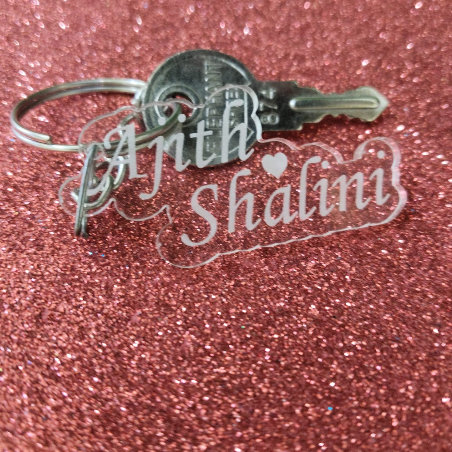 ACRYLIC DOUBLE NAME WITH HEART