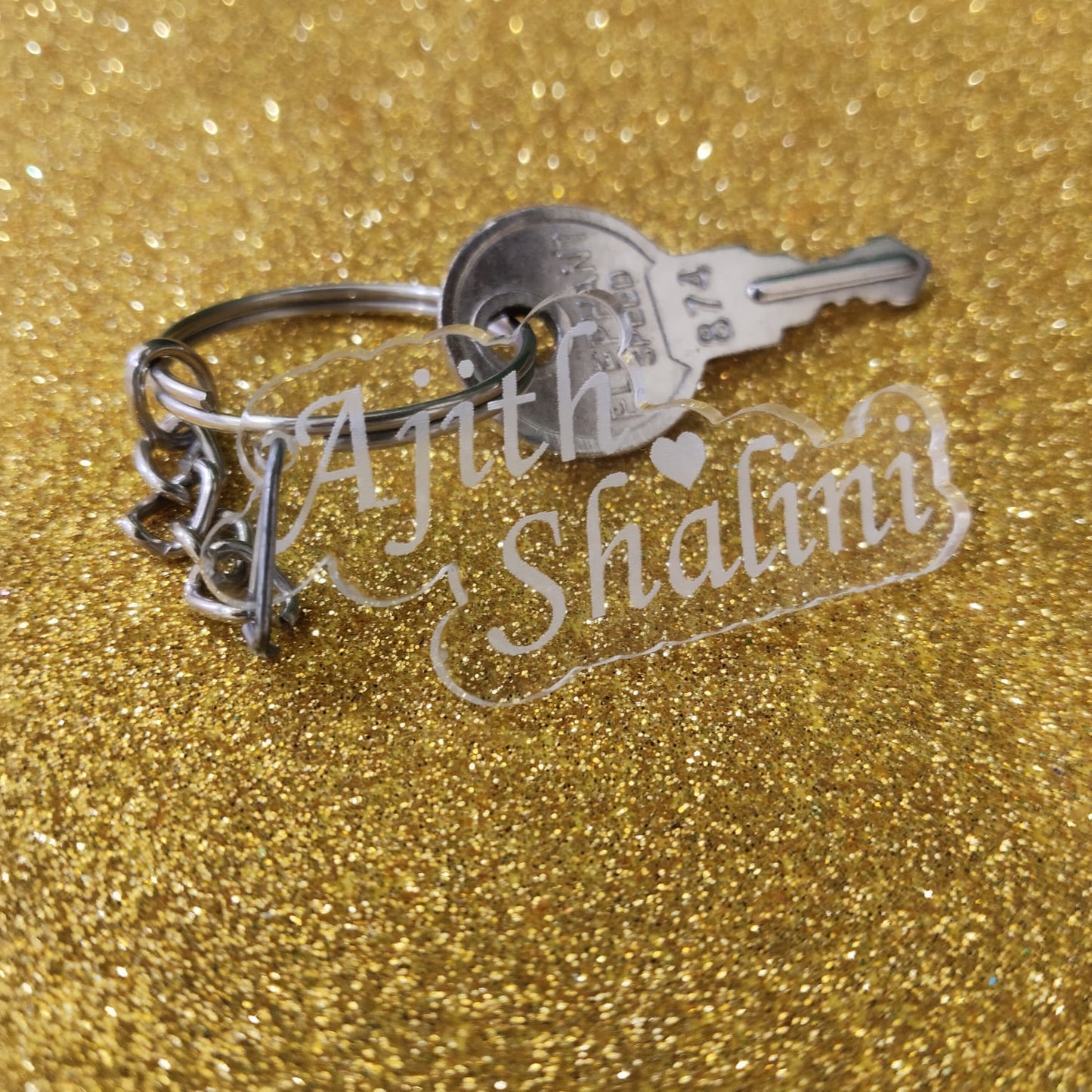 ACRYLIC DOUBLE NAME WITH HEART