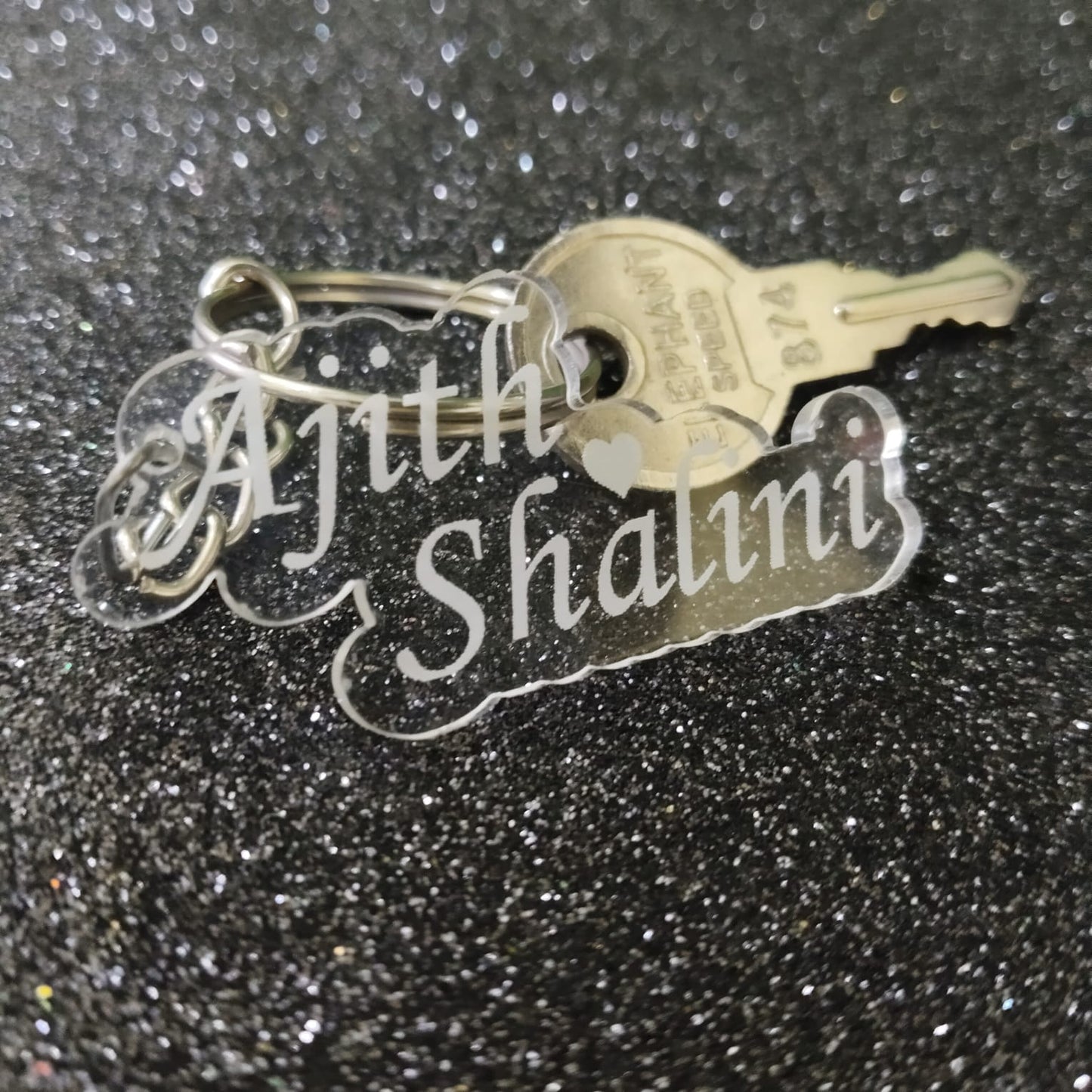 ACRYLIC DOUBLE NAME WITH HEART